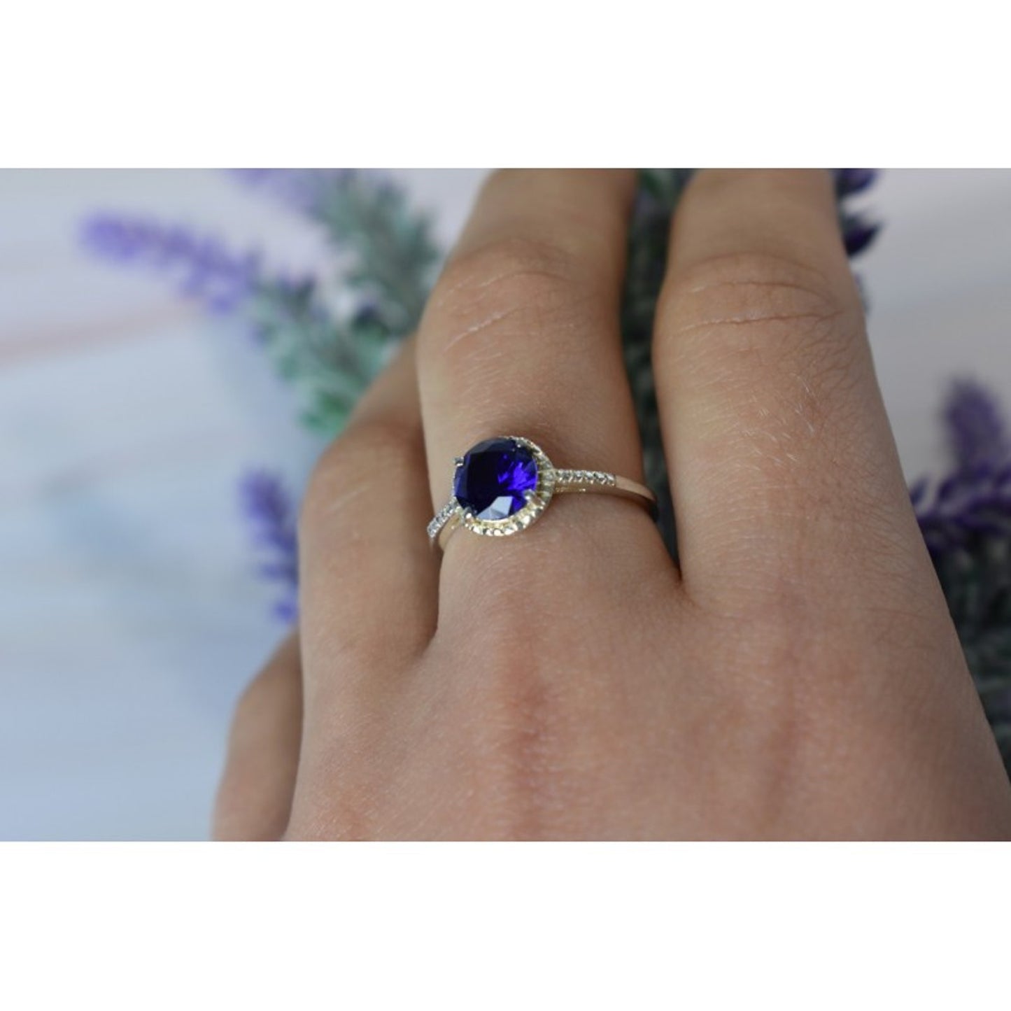 925 STERLING SILVER SAPPHIRE CLASSIC RING SIZE 8