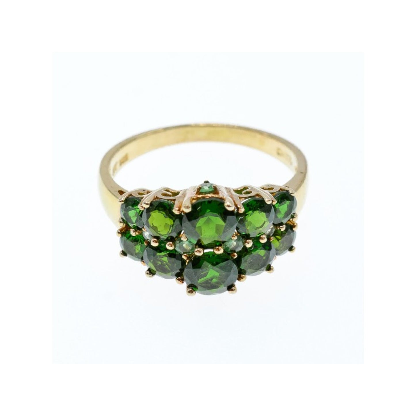 925 STERLING SILVER GOLD PLATED CHRYSOLITES RING SIZE 11.5