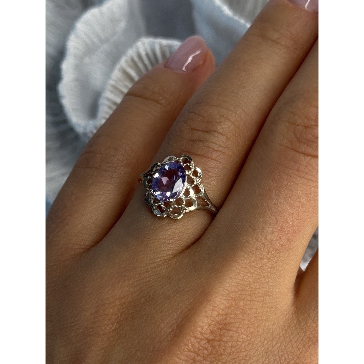 925 STERLING SILVER AMETHYST RING SIZE 7.5