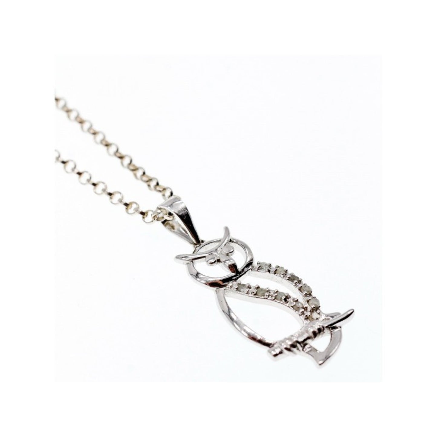 925 Sterling Silver CZ "Owl" Chain with Pendant Italy