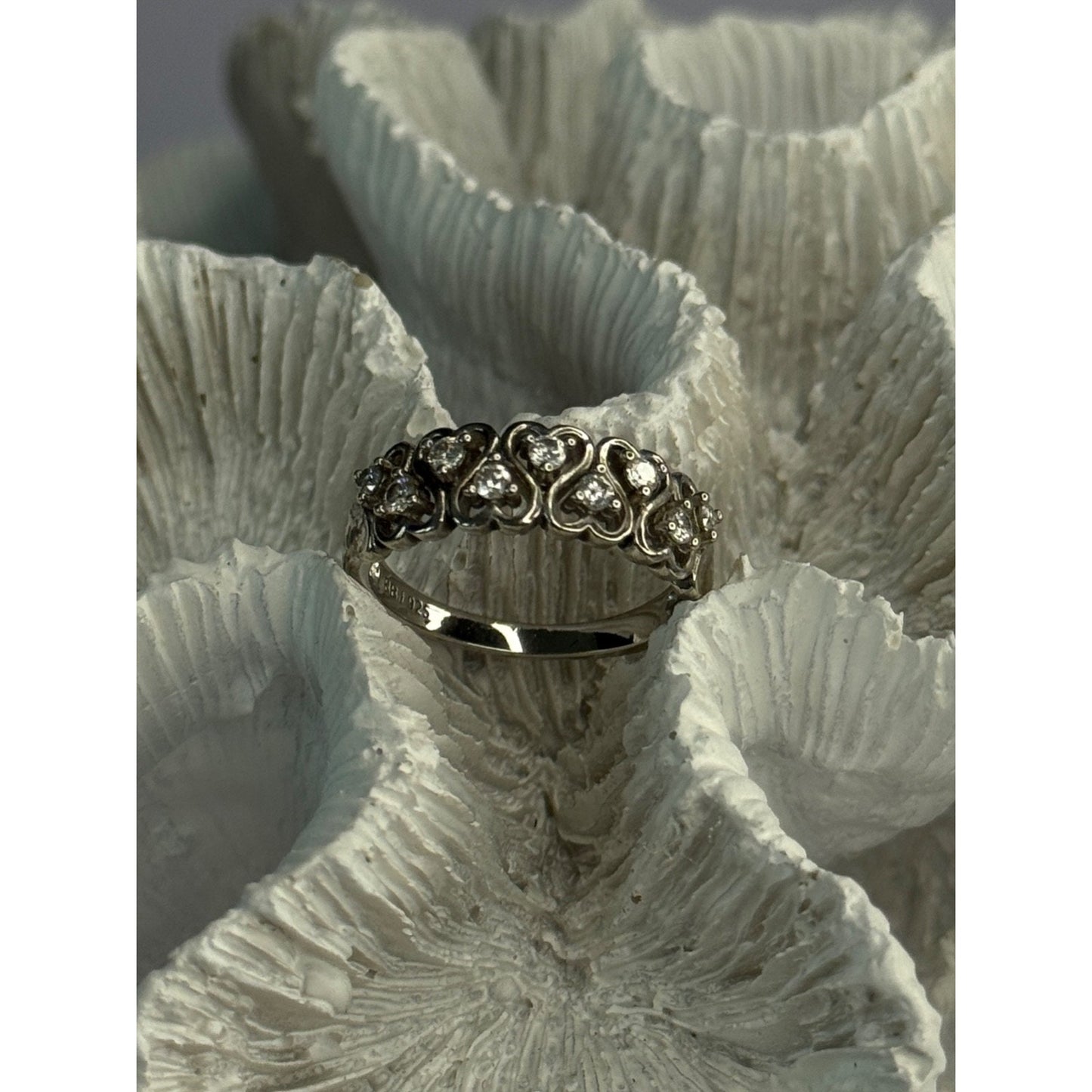 BBJ 925 STERLING SILVER WHITE TOPAZ HEART RING SIZE 7