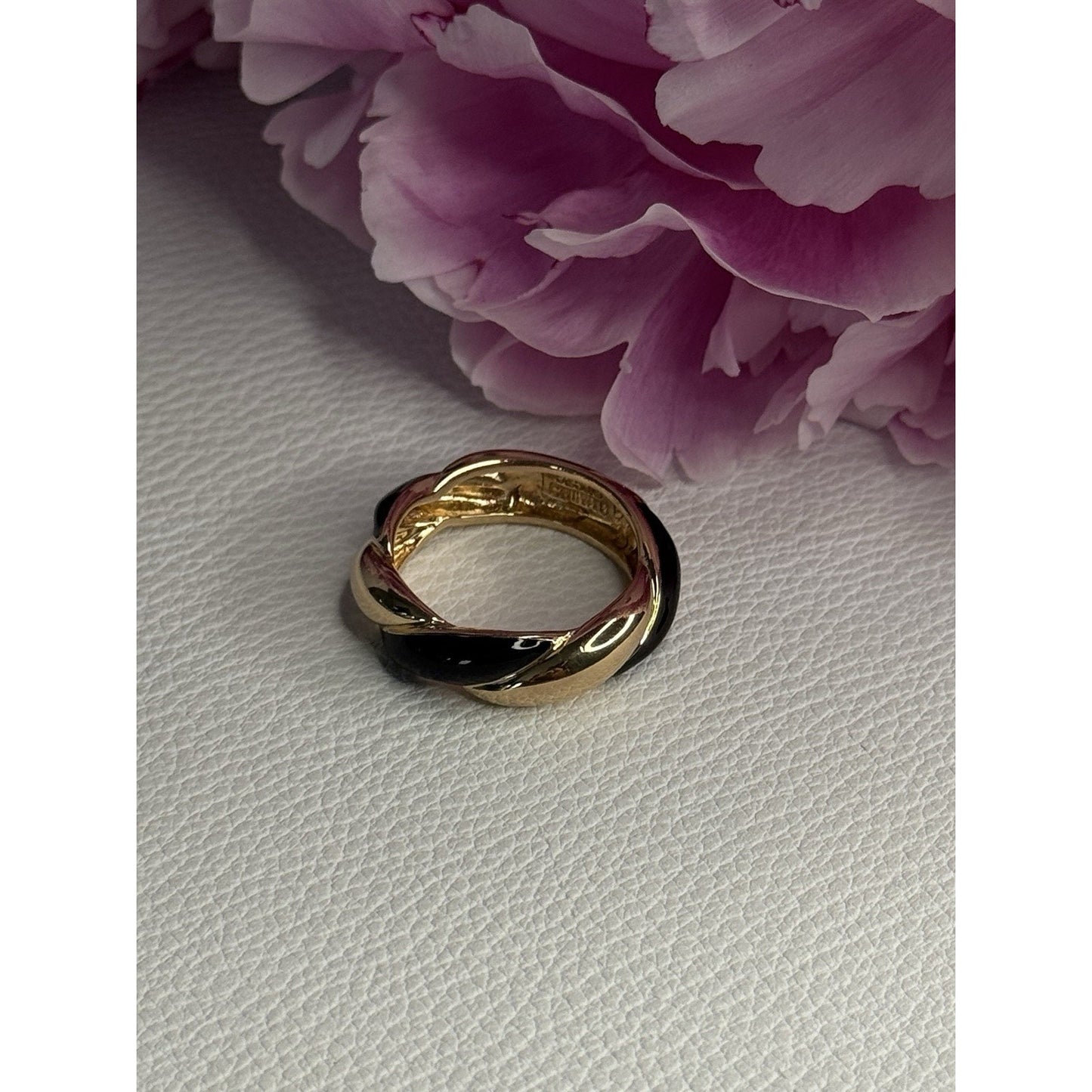 925 STERLING SILVER GOLD PLATED ONYX RING SIZE 8