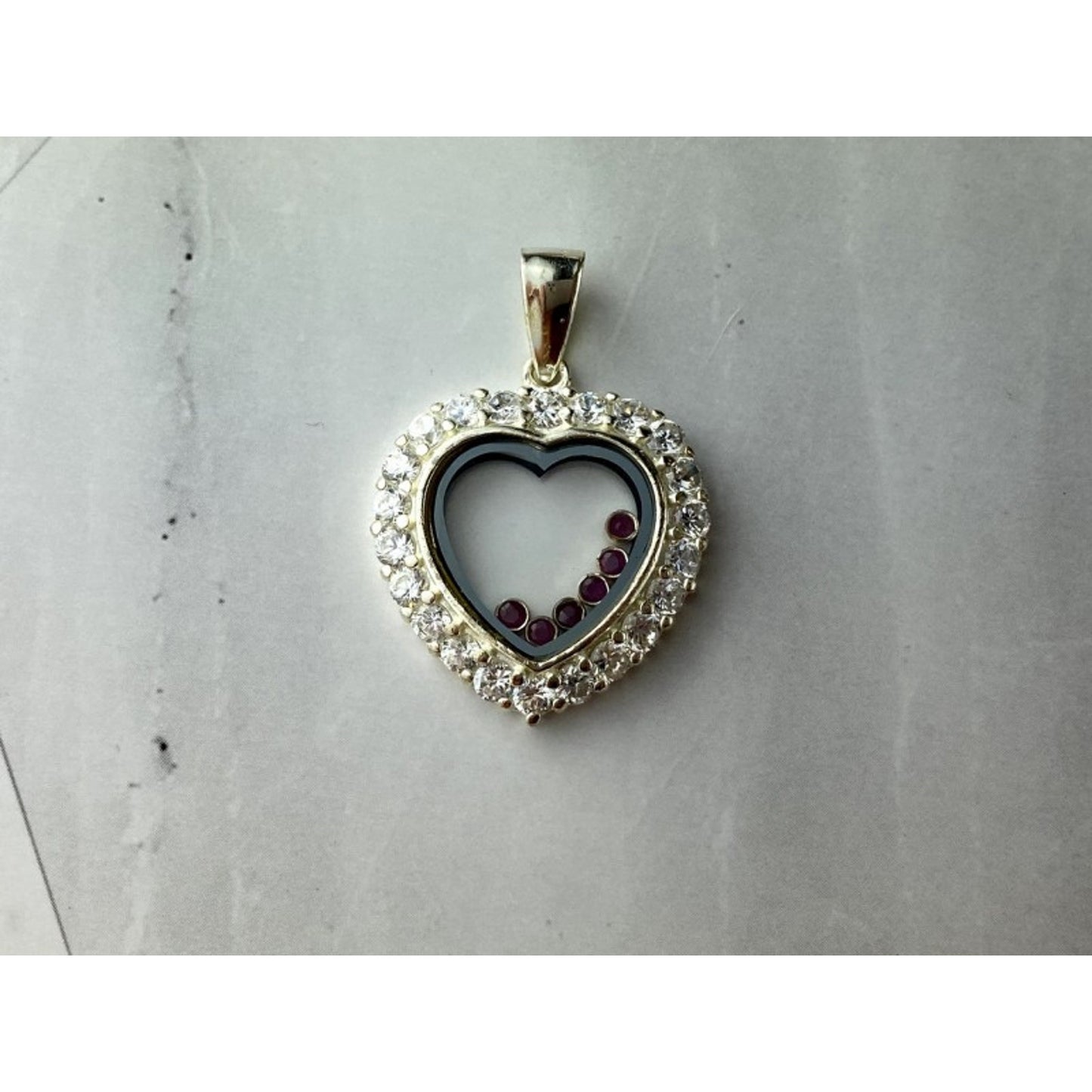 925 Sterling Silver Pink Spinel & CZ "Heart" Pendant
