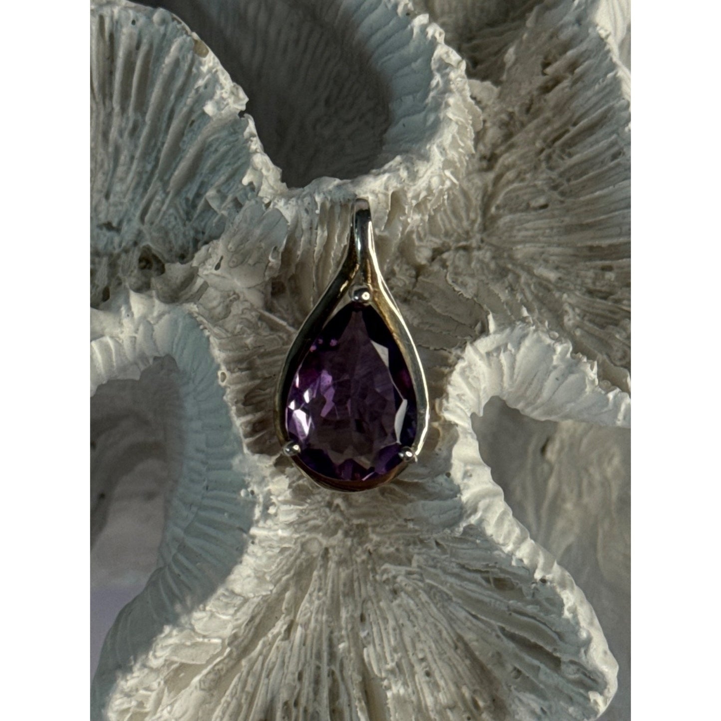 CLASSY 925 STERLING SILVER AMETHYST PENDANT LENGTH 0.90 INCH