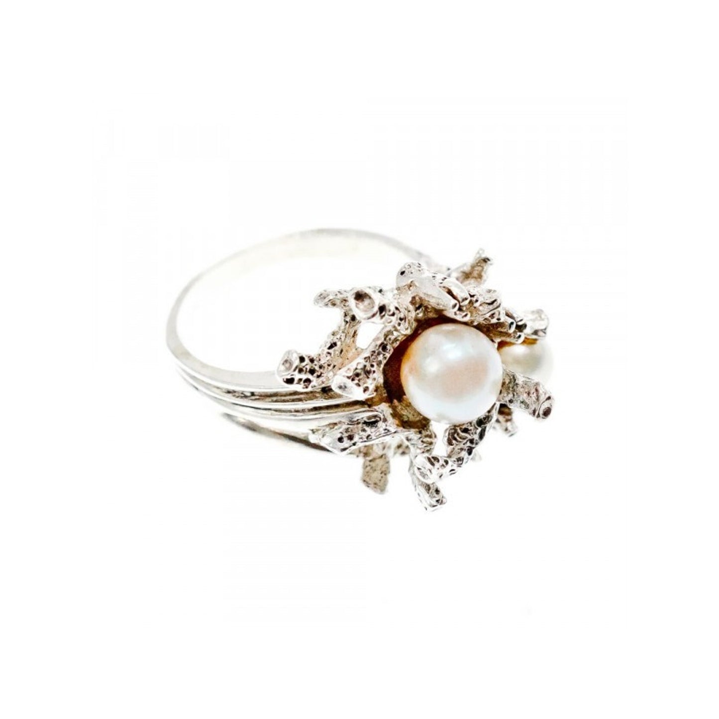 VINTAGE 925 STERLING SILVER PEARLS RING SIZE 8