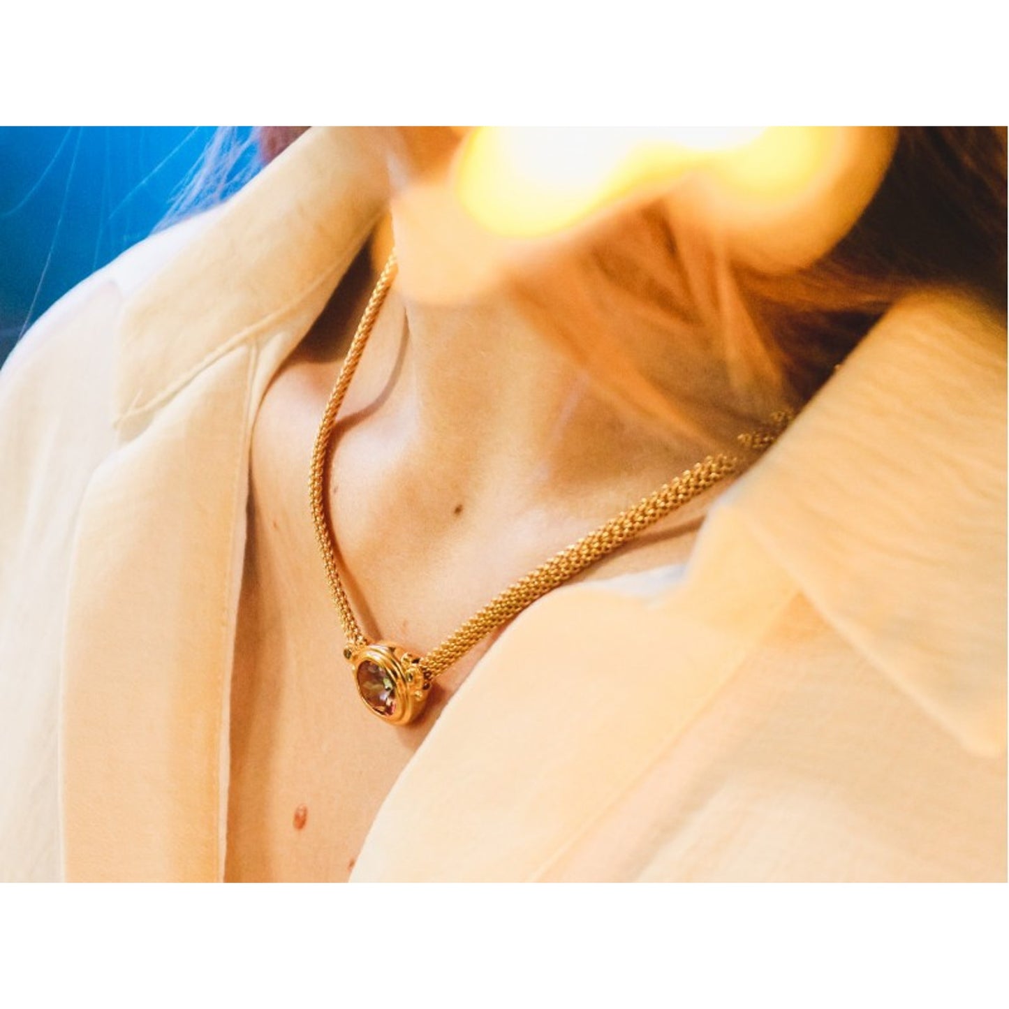 925 Sterling Silver Gold Plated Mystic Topaz Necklace