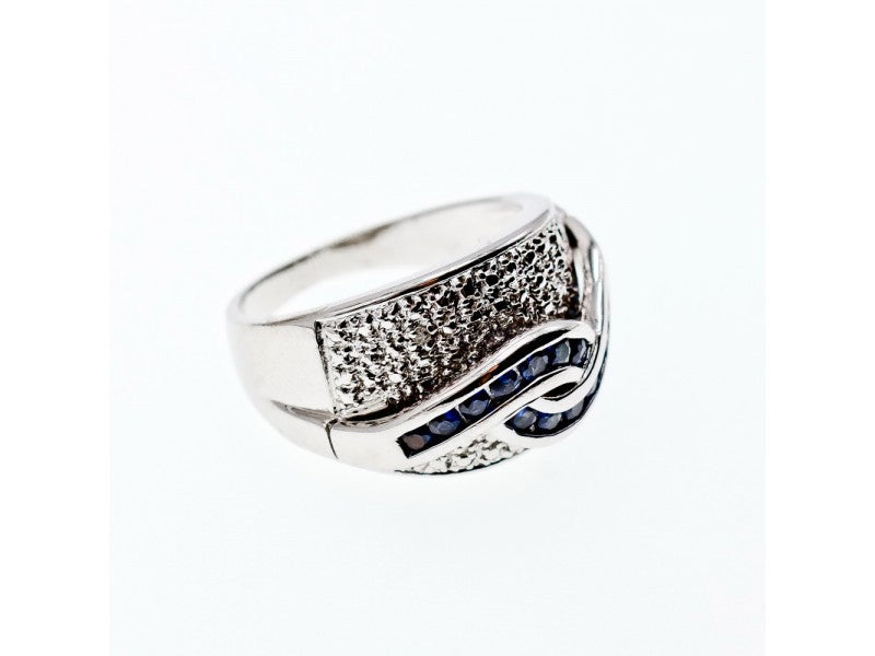 925 Sterling Silver Sapphires Ring Size 11.75