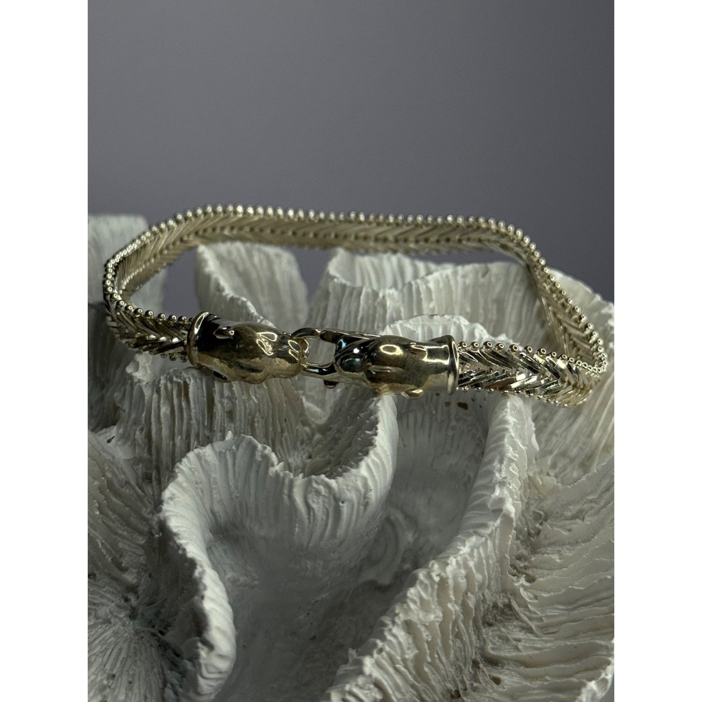 ITALY MILOR 925 STERLING SILVER PANTHER BRACELET LENGHT 8
