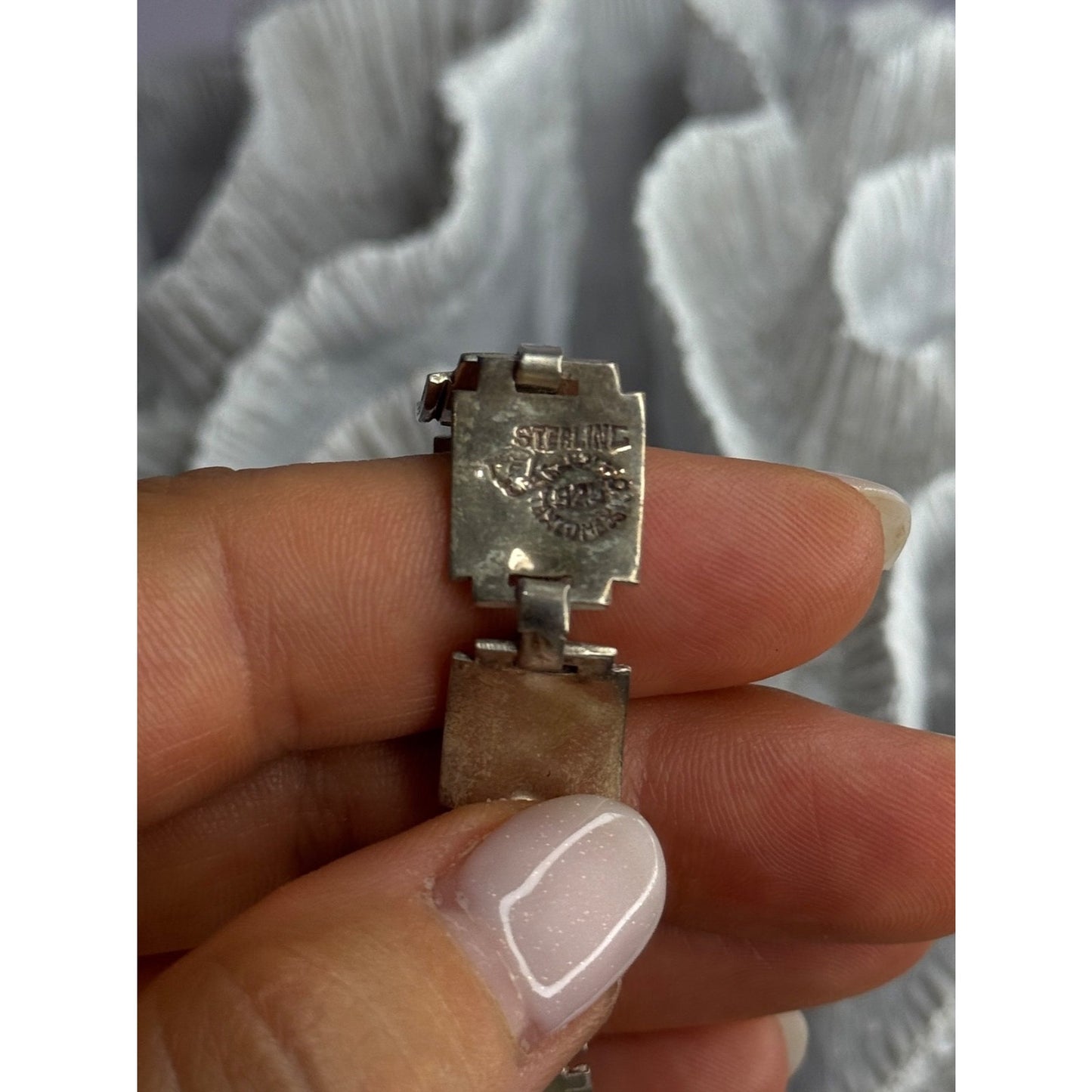 VINTAGE 925 STERLING SILVER ABALONE BRACELET LENGTH 6.5