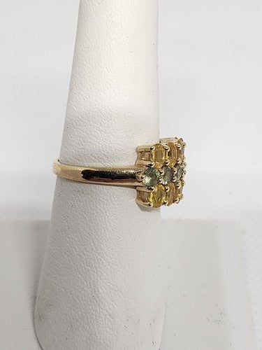 10K Yellow Gold Citrine & Aquamarine Ring Size 6