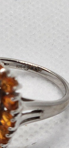 925 Sterling Silver CZ Orange Ring Size 8