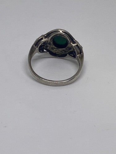 925 Sterling Silver Malachite Ring Size 5