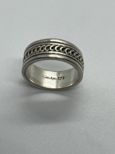 925 Sterling Silver & Spinner Geo Art Ring Size 7