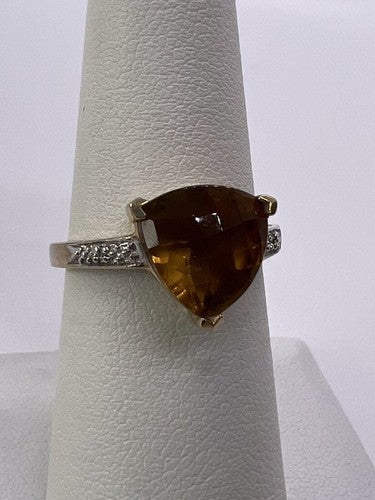 925 Sterling Silver Gold Plated CZ Ring Size 6.5