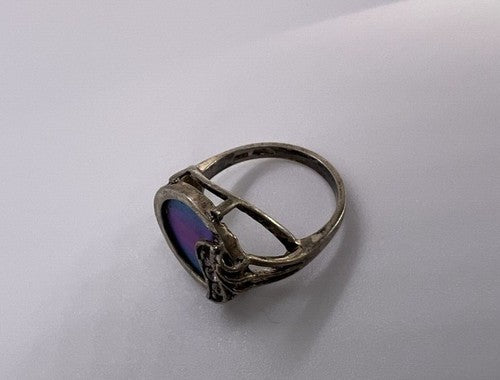 925 Sterling Silver Enamel & CZ Ring Size 5