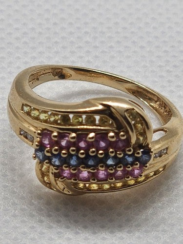 14K Yellow Gold Tourmaline & Diamond Ring Size 5.5