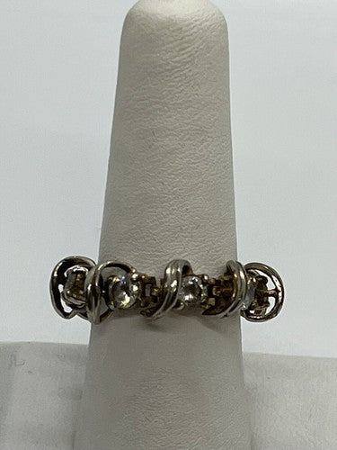 925 Sterling Silver Twisted Wire & CZ Ring Size 8.5