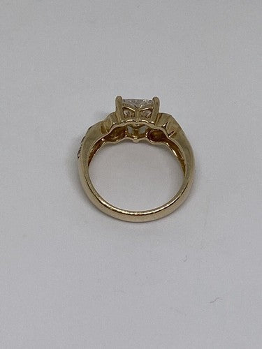 925 Sterling Silver Vermeil Heart CZ Ring Size 4.75