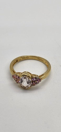 925 Sterling Silver Quartz & Topaz Ring Size 7.5