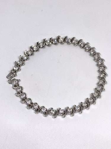 925 Sterling Silver CZ Bracelet 7.7 in