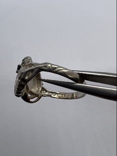 925 Sterling Silver Sapphire Ring Size 4.5