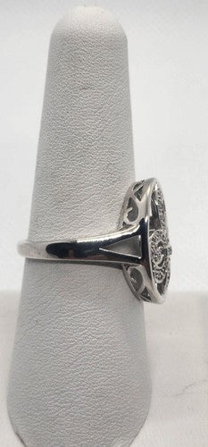 925 Sterling Silver Diamond Ring Size 8