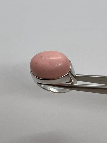 925 Sterling Silver & Pink Agate Ring Size 7.5