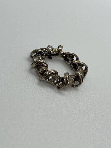 925 Sterling Silver Twisted Wire & CZ Ring Size 8.5