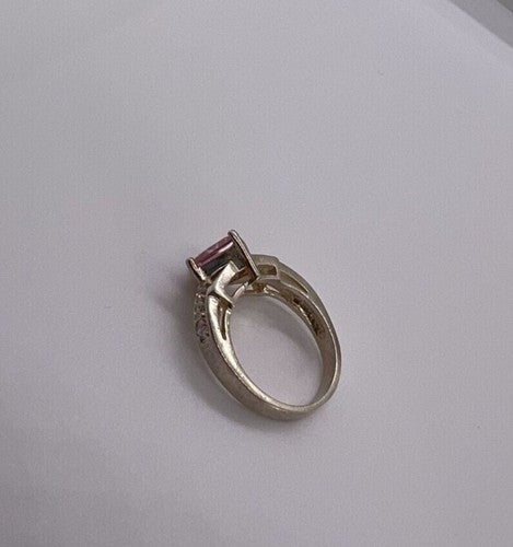 925 Sterling Silver & Pink CZ Ring Size 5.5