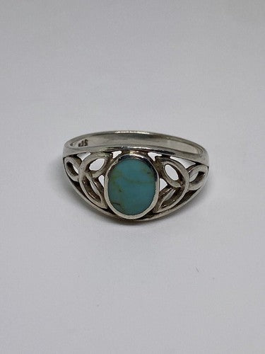 925 Sterling Silver Ring With Turquoise Size 7.75