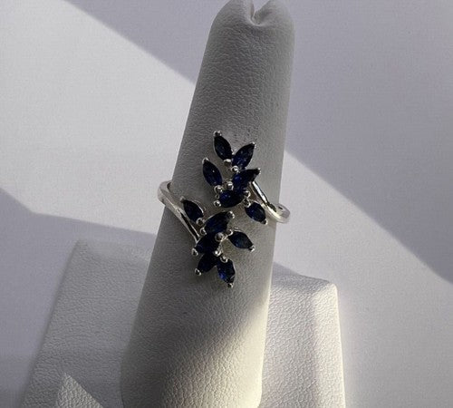 925 Sterling Silver & Sapphires Ring Size 6