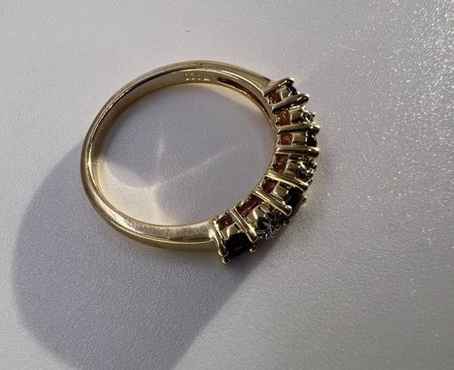 925 Sterling Silver Gold Plated Tourmaline Ring Size 7.5