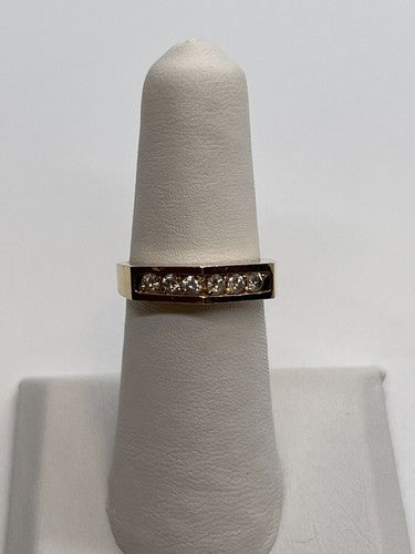 14K Yellow Gold & Colorless Sapphire Ring Size 5.5