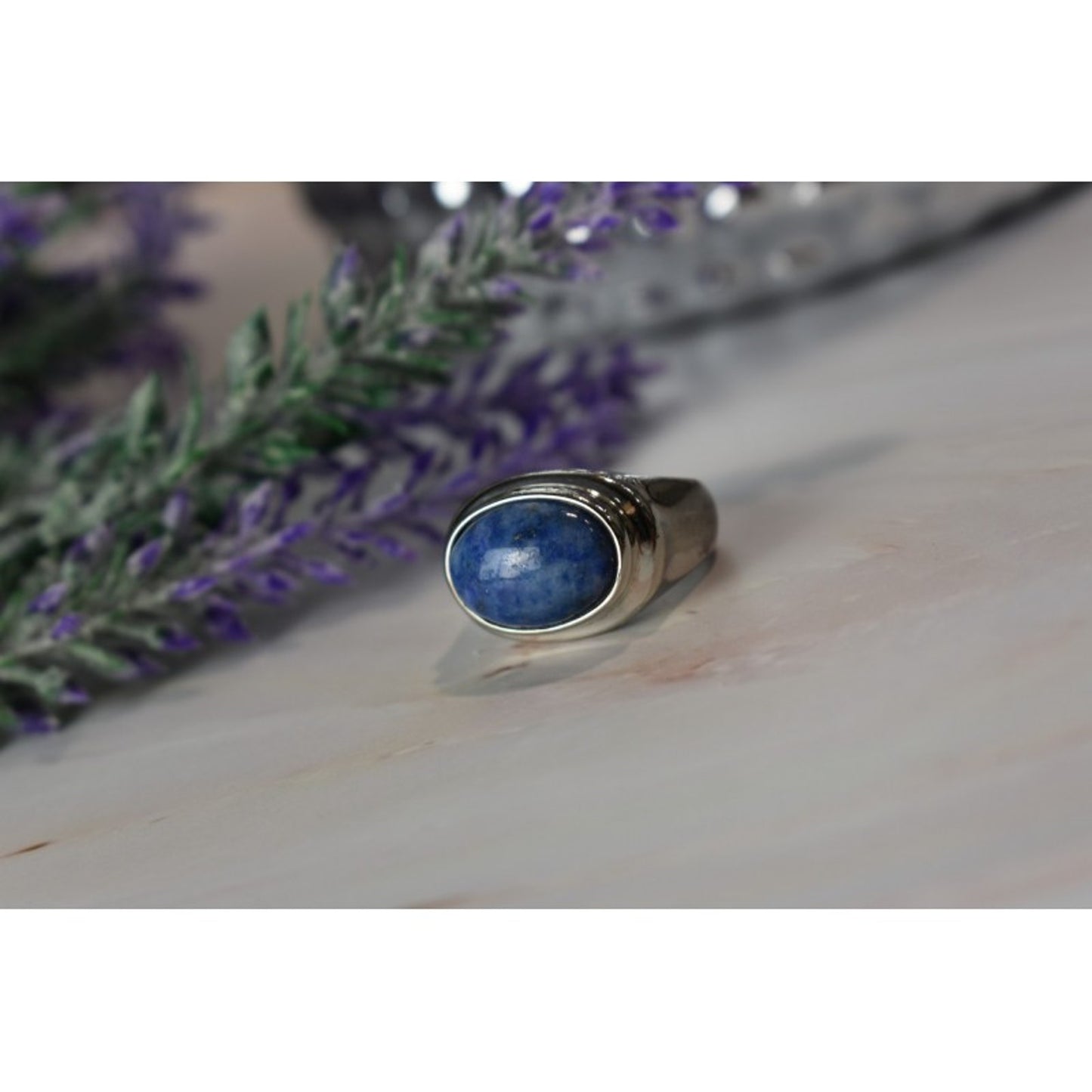 VINTAGE 925 STERLING SILVER SODALITE RING SIZE 6.5