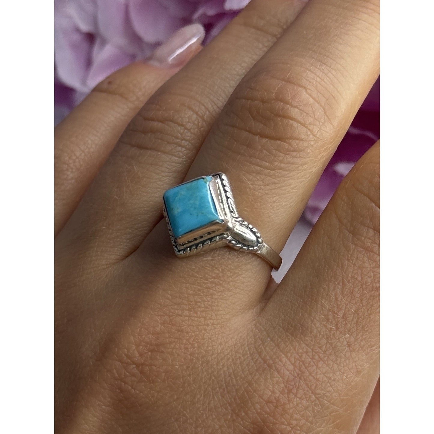 925 STERLING SILVER TURQUOISE RING SIZE 8.8