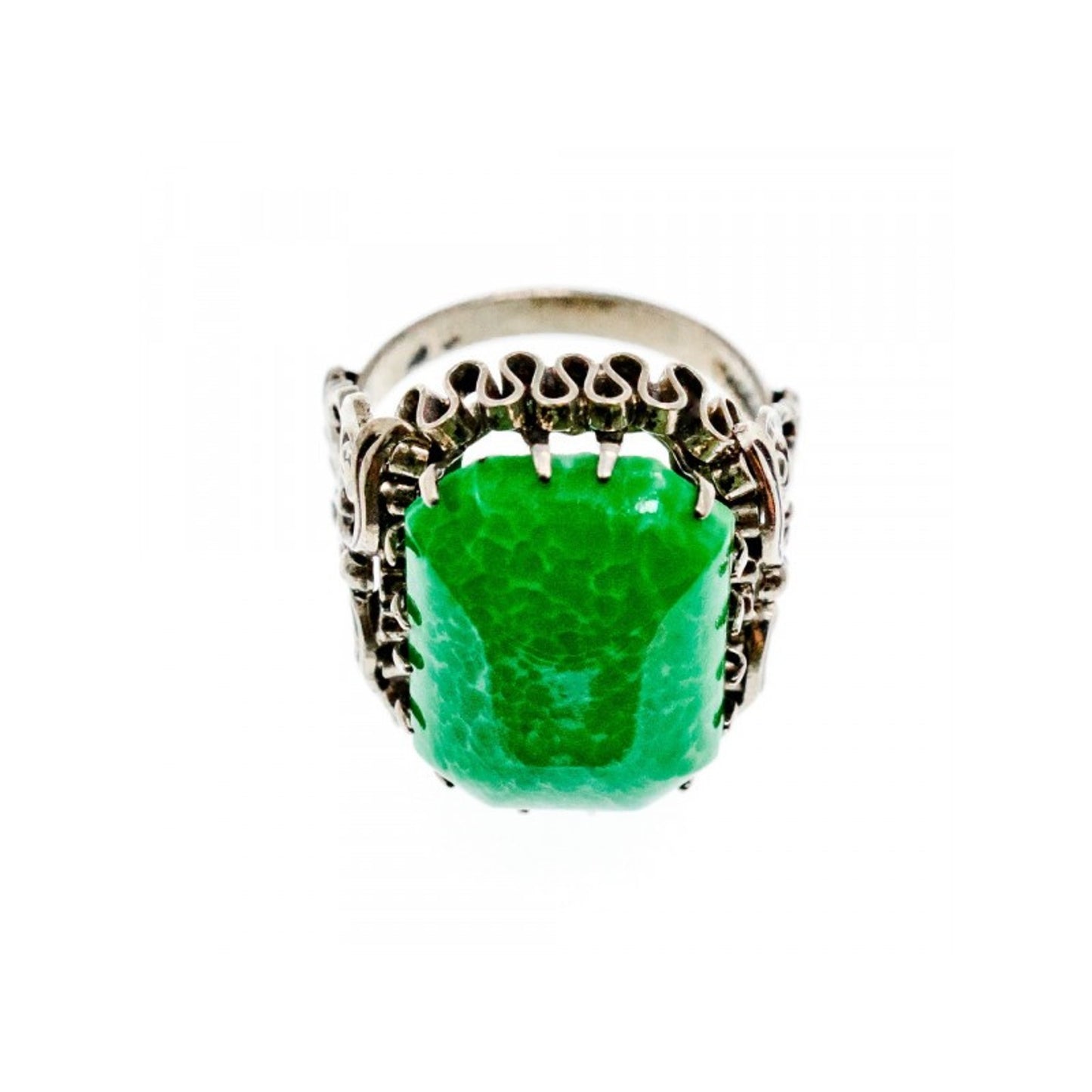 VINTAGE 925 STERLING SILVER JASPER RING SIZE 7