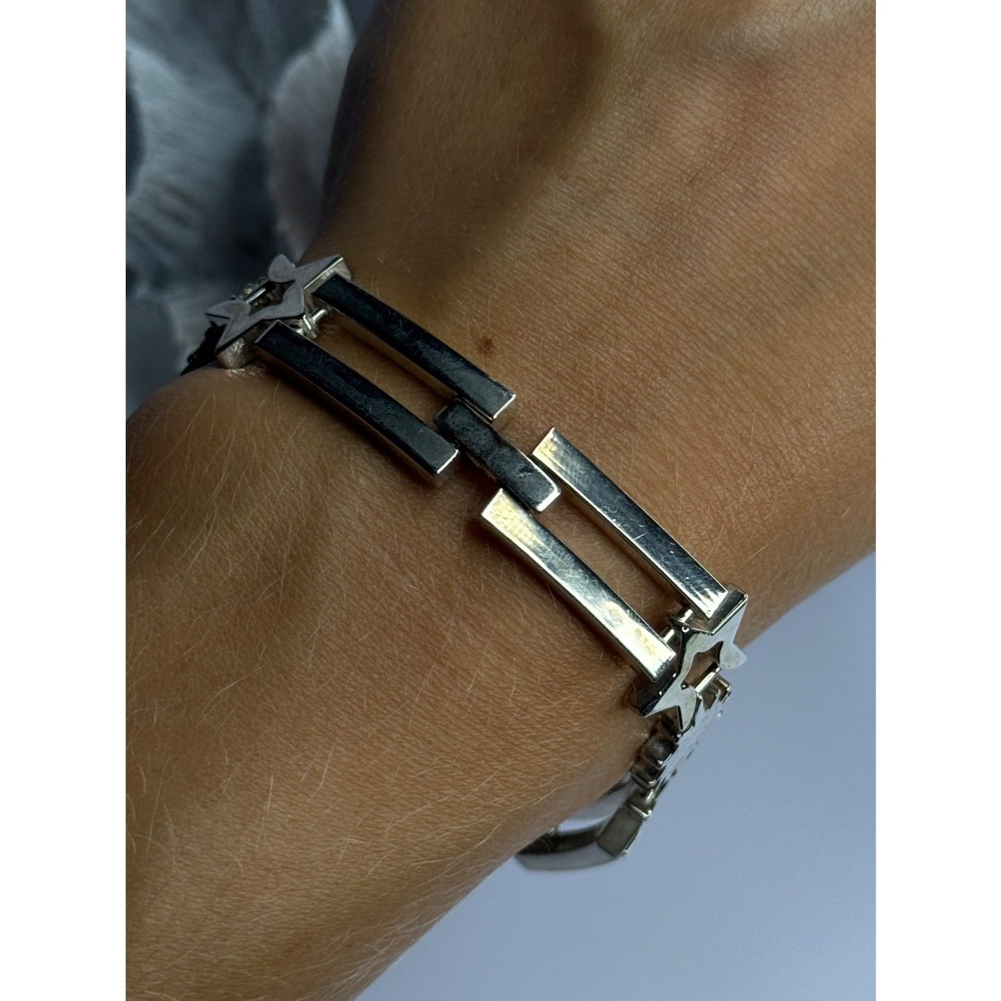 VINTAGE 925 STERLING SILVER SUN FACE BRACELET LENGTH 8
