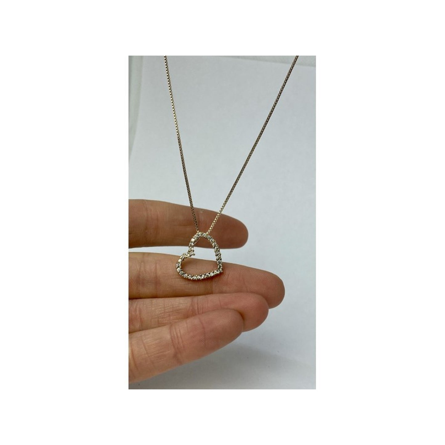 925 Sterling Silver Gold Plated CZ "Heart" Chain with Pendant Italy