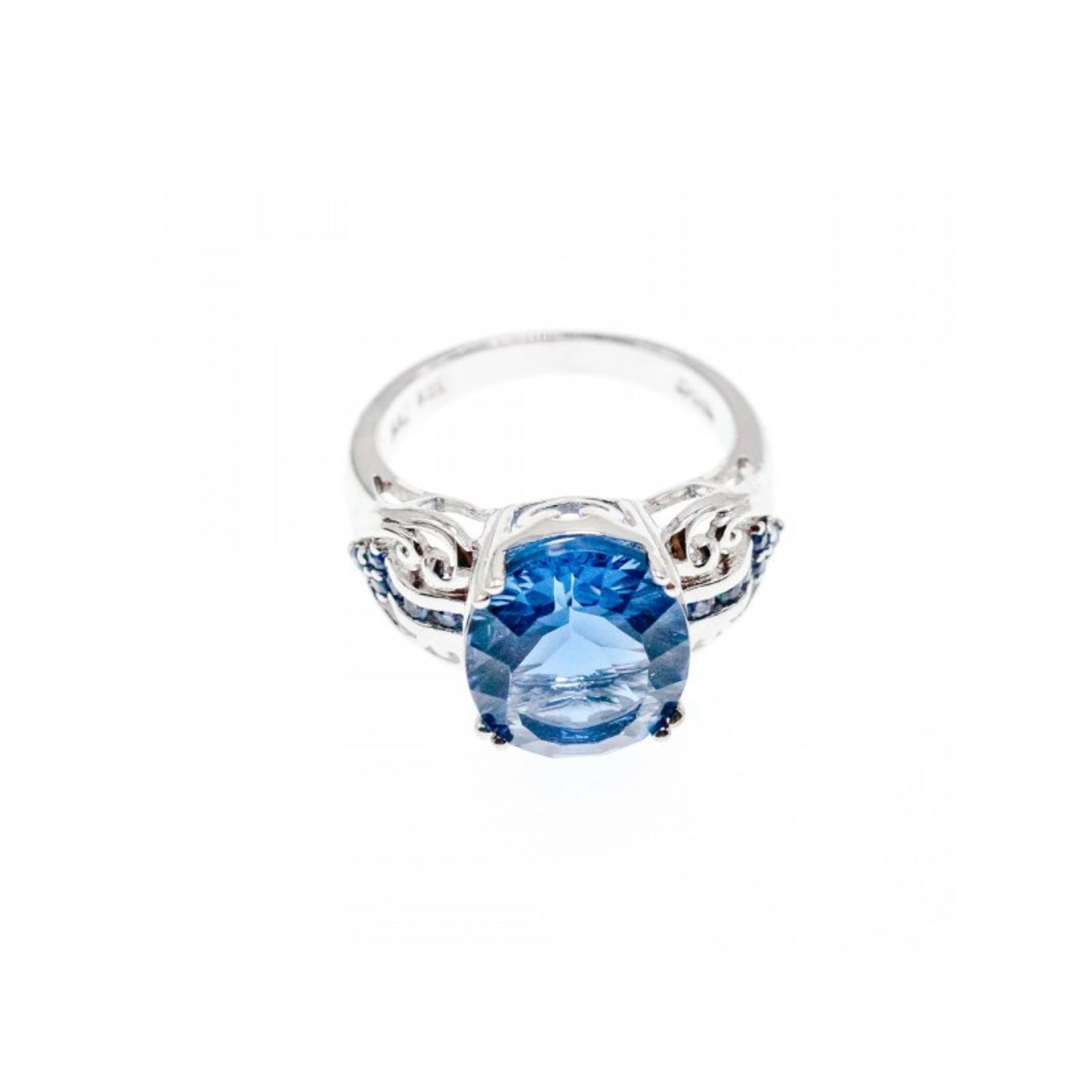 925 STERLING SILVER AQUAMARINE & IOLITE RING SIZE 6.5