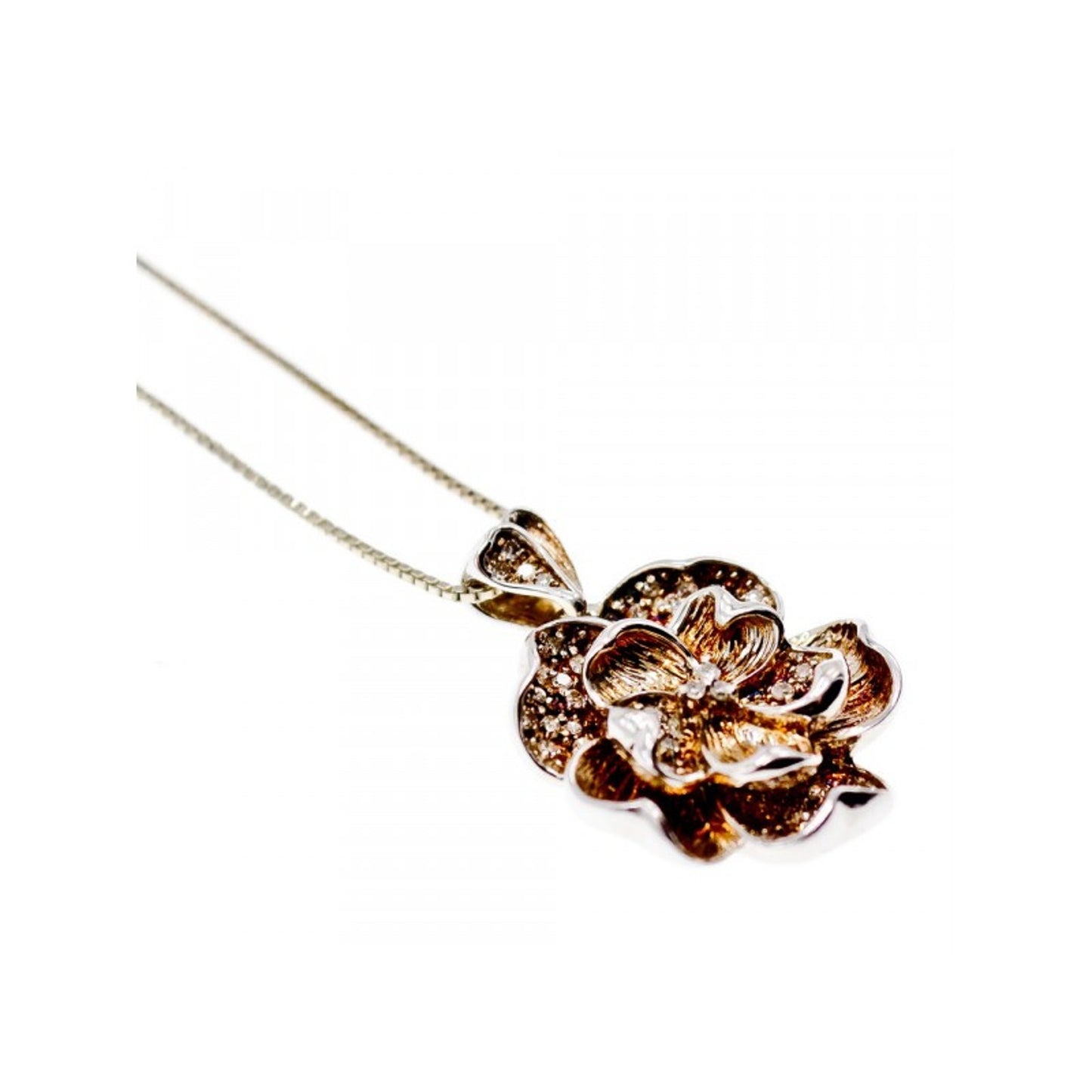 925 Sterling Silver Sapphires "Flower" Chain with Pendant Italy