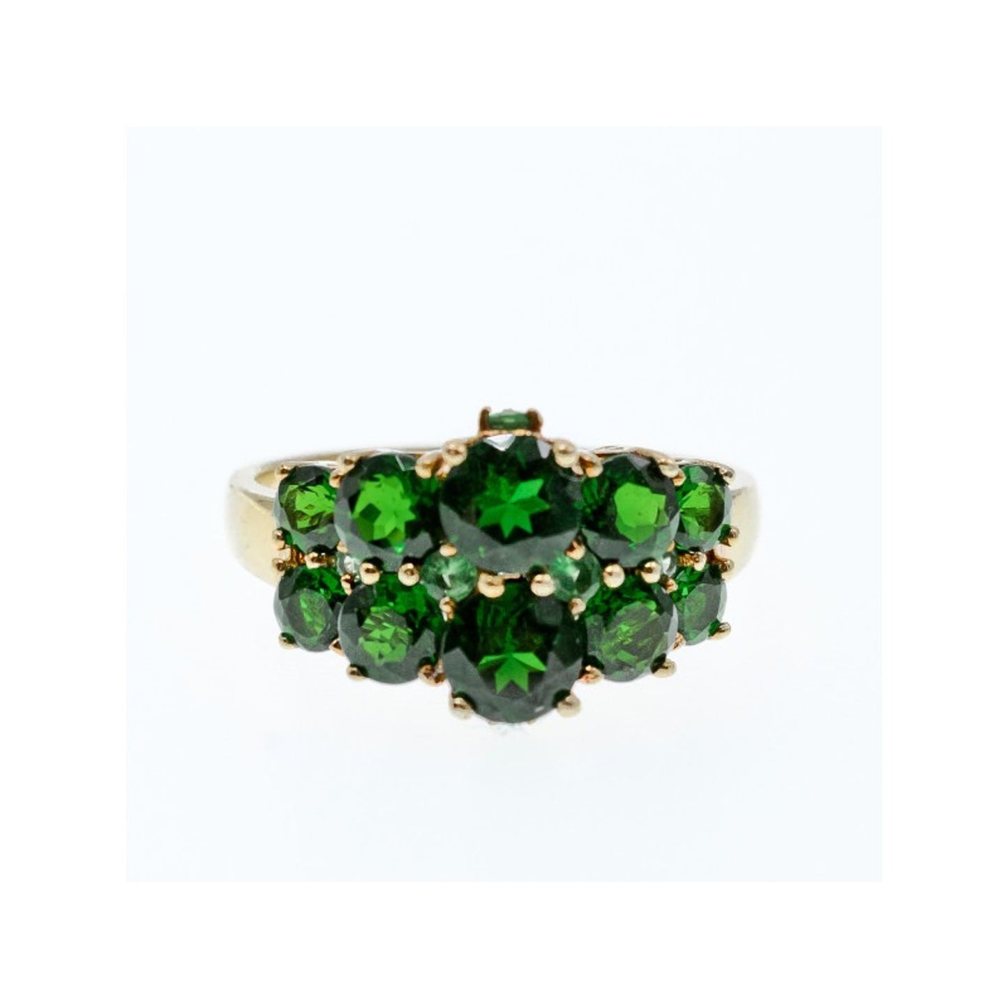 925 STERLING SILVER GOLD PLATED CHRYSOLITES RING SIZE 11.5
