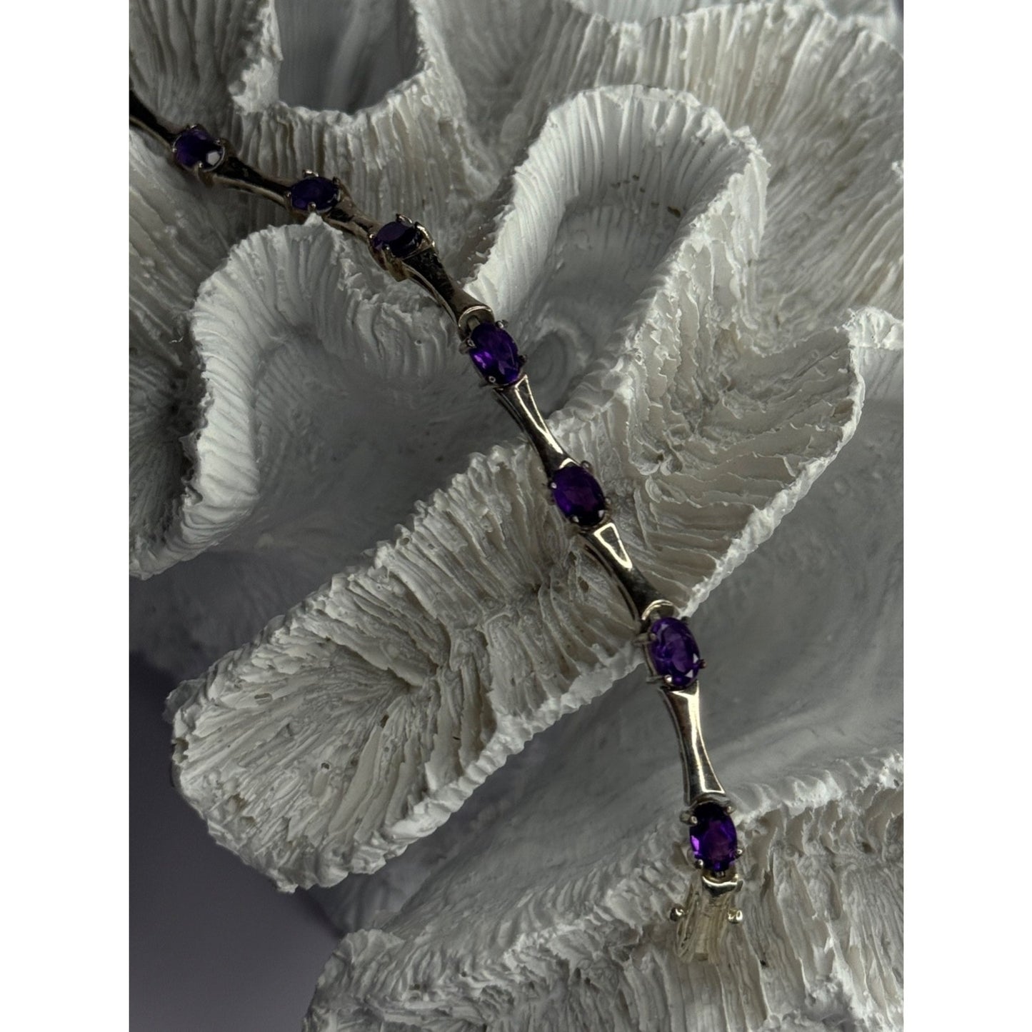 925 STERLING SILVER PURPLE TOURMALINE BRACELET LENGTH 7