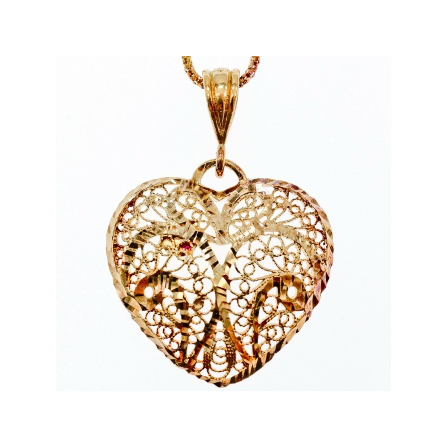 925 Sterling Silver Gold Plated "Openwork Heart" Chain with Pendant