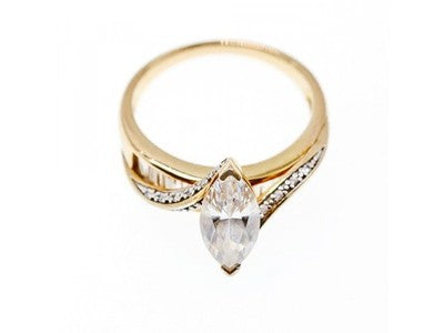 925 Sterling Silver Gold Plated CZ Ring Size 10.5