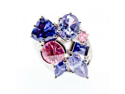 925 Sterling Silver Multicolor CZ Ring Size 6