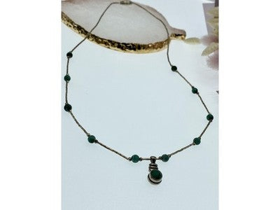 Vintage 925 Sterling Silver Malachite Necklace