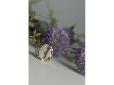 Vintage 925 Sterling Silver Moss Agate Ring Size 8
