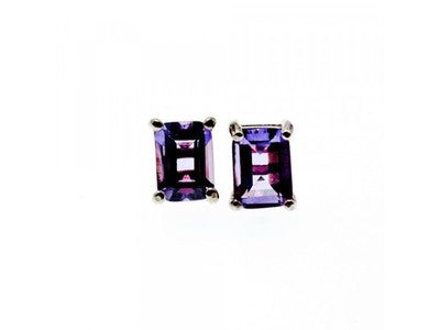 925 Sterling Silver Amethyst Stud Earrings