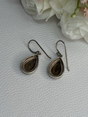 925 Sterling Silver Brown Tourmaline Earrings Length 1.30 Inch