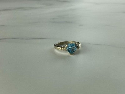 925 Sterling Silver Topaz "Heart" Ring Size 8